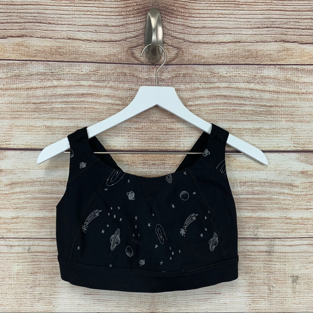 Black Space-Print Comfort Crop Bralette